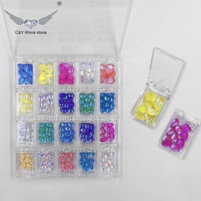 China Nail Art Wholesales N4 Mermaid Tears Stone Crystal Shaped Jelly Rhinestones Flatback Glass Nail for sale