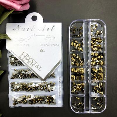 China Flatback Gold Ore Flat Back Rhinestone Set Crystal Nail Art Decoration Neon Fancy Stones In Bulk for sale