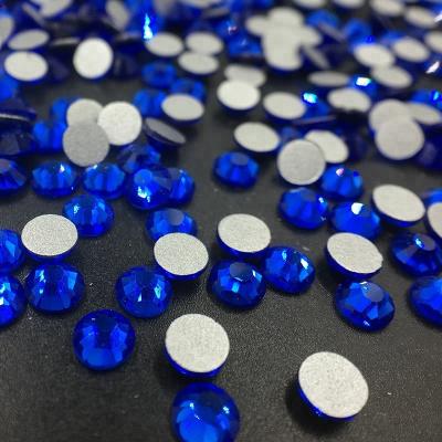 China High Quality Nail Art Glass Flatback Round Acrylic Crystal Decorations Sapphire Blue Rhinestone from Flatback for sale