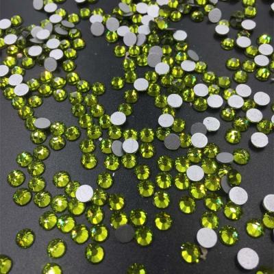 China Wholesale Peridot Glass Green High Quality Flatback Brand Fix Rhinestone Non-hot Press Attached Rhinestone for sale