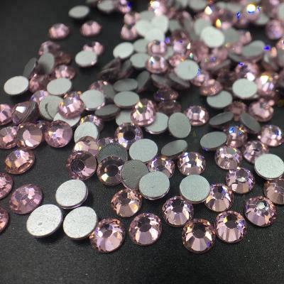 China Crystal Back Art Stone Non Hotfix Flatback Pink Purse Nail Flat Glass Light Rose Rhinestone for sale