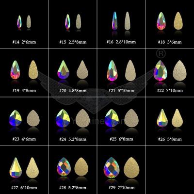 China Wholesale Flatback C&Y Teardrop Shapes K9 AB Stone Flat Back Fancy Crystal Glass Rhinestone For Nail for sale