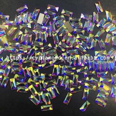 China Flatback C&Y Customized Rectangle Shape AB Design Colored Flat Back Stone Nail Art Rhinestone for sale