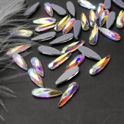 China Flatback C&Y Drop Shape Diamond Luxury Glass Flat Stones Nails Fake Glue Stones for sale