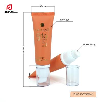 China Skin Care Cosmetics Foundation Soft Tube With Pump Head Airless Pump Tubes for sale