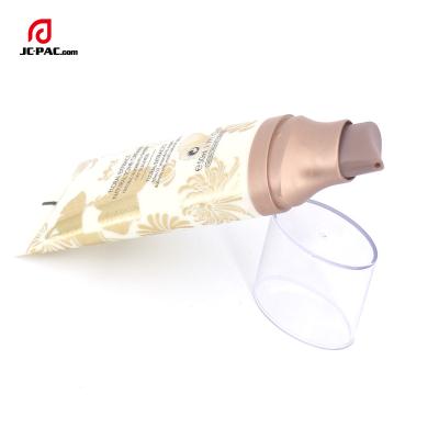 China 50ML Cosmetic Oval Soft Tube With Pump Airless Applicator Cosmetic Plastic Tube For Sunscreen Cream for sale