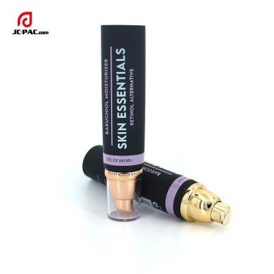 China 60ml Cosmetic Matt Black Cosmetic Foundation Tube With Pump Soft Touch Finish Tube Airless Packaging for sale