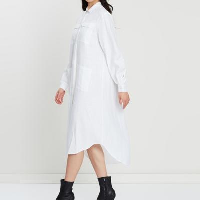 China Breathable New Product Long Sleeves Pointed Collar Canvas Dress Long for sale