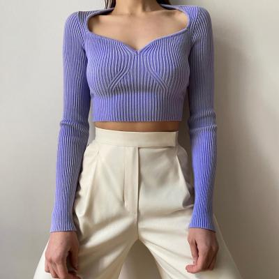 China High Quality Autumn Thin Long Sleeve Casual Breathable V-Neck Crewneck Sweater Knitwear Women Sweater for sale