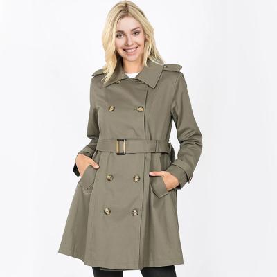 China 2020 Long Beautiful Sustainable OEM Custom Spring Ladies Cross Trench Coat for sale