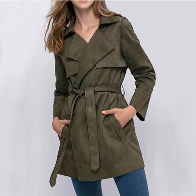 China 2020 viable quality luxury coat for ladies suede new arrival spring jacket women ladies long trench coats for sale