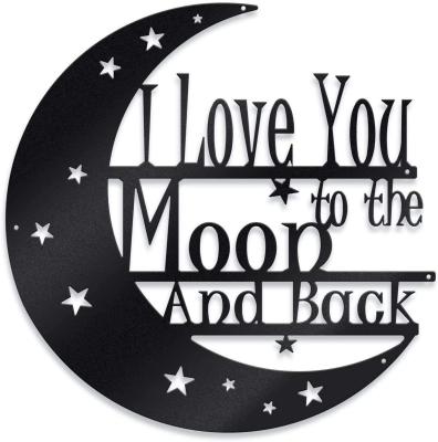 China Farm I Love You To The Moon And Back Wall Art-8 Inches Hanging Decoration Gift With Love Quote Metal for sale