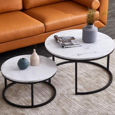 China Bent Black Gold Metal Side Stone MDF Wooden Glass Marble Nest (Height) Adjustable Contemporary Round Coffee Table Nesting Table Set of 3 Tables for sale