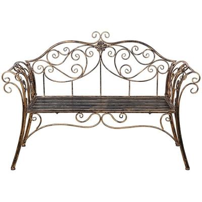 China Waterproof Outdoor Furniture Antique Metal Garden Bench Bronze Chair 2 Seater For Garden, Yard, Patio, Porch And Sunroom Durable Park Snitch Wrought Iron for sale