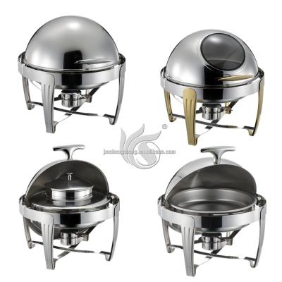 China 201 Series Stainless Steel Chafing Dish With Glass Window Lid Used Restaurant Equipment for sale