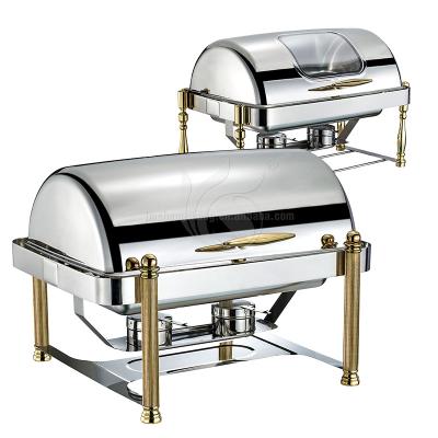 China 201 Stainless Steel Chafing Dish 6 Quart Beetle Round Cylinder Desktop Beetle for Buffet Catering Warmer Set with Pans and Fuel Racks for sale