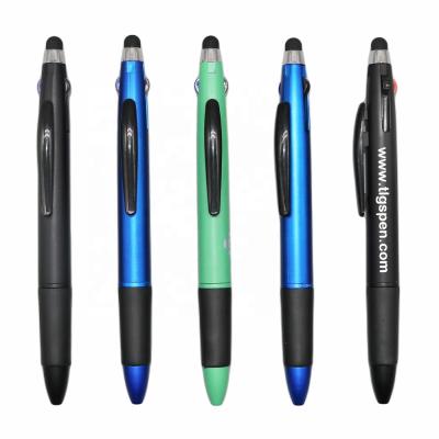 China office & School pen 3 color phone touch plastic ballpoint pen with stulys pen for sale