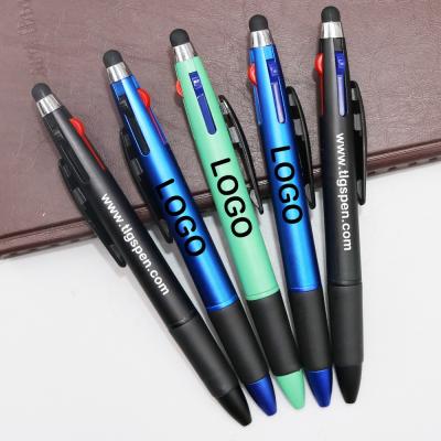 China office & Promotional Plastic Pen Colorful School Pen Custom Logo 3 Color Stylus Multicolor Touch Screen Ballpoint Pen for sale