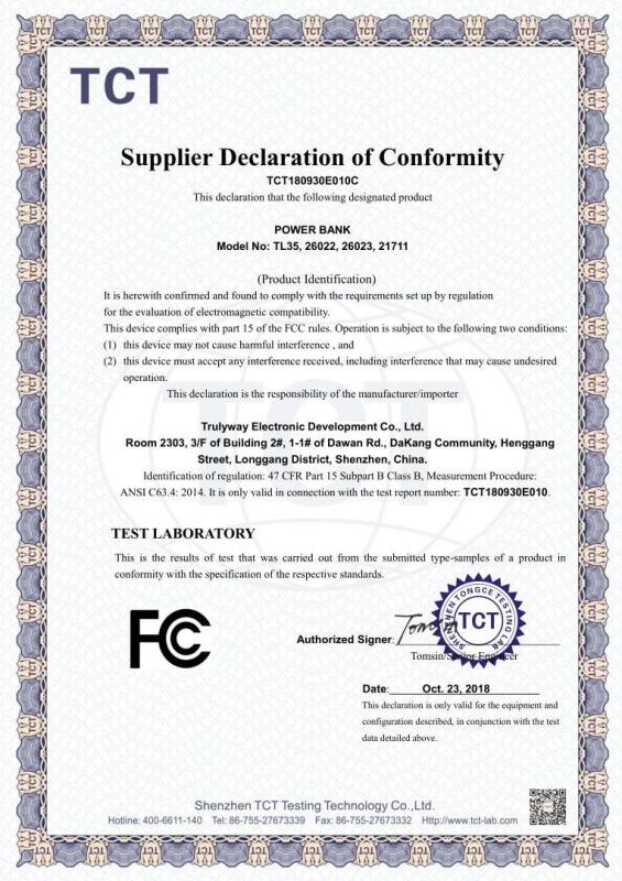 FCC - Trulyway Electronic Development Co., Ltd.