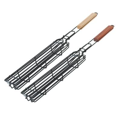 China Easily Cleaned Non-Stick Kebab BBQ Baskets Grills Portable Food Rack Grill Mesh For Vegetable Meat Fish BBQ Tools for sale