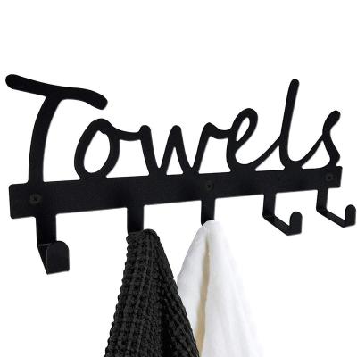 China Amazon Casual Over The Door Towel Rack Stainless Hooks 5/6 Black Towel Clothes Racks For Bathroom Bedroom for sale