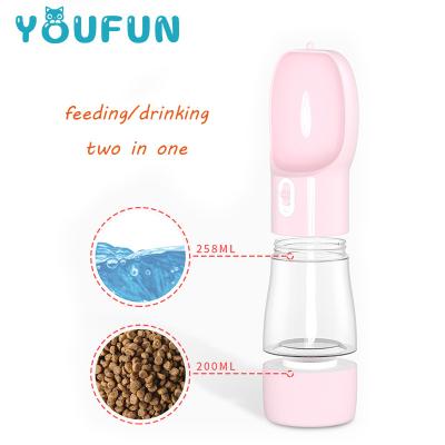 China New Design Automatic Portable Travel Convenient Two Out In One Bottle For Dogs Drinking Bowl Travel Pet Bottle for sale