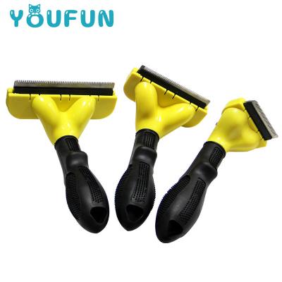 China Wholesale Viable Cheap Pet Hair Grooming Brush Remover Stainless Steel Fur Cleaning Comb Shedding Tool for Dog and Cat for sale