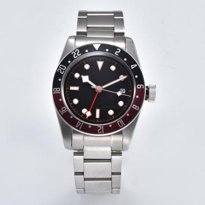 China Automatic Date Watch Automatic GMT Winding 41mm Movement Men's BOMAX Marina Blue Red Mineral FRP Aluminum Case Aluminum Case Dial Glue for sale