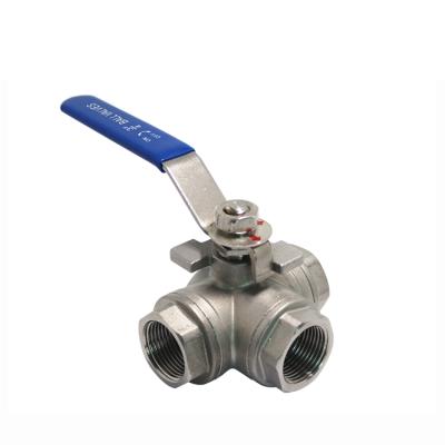 China General Chinese L Port 3 Port 3 Way Ball Valve Manufacturer Cheap Price 1/2 Inch Stainless Steel 304 T Tap for sale