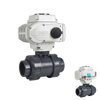 China COVNA Plastic General Valve 12V 24V 110V 220V UPVC Motor PVC Motorized Electric Actuator Ball Valve for sale