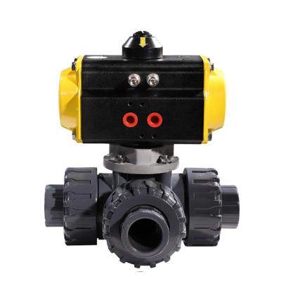 China COVNA General Auto Valves Double Acting Way l Port Pneumatic Actuators PVC Ball Actuator 3 Air Valve Tap for sale