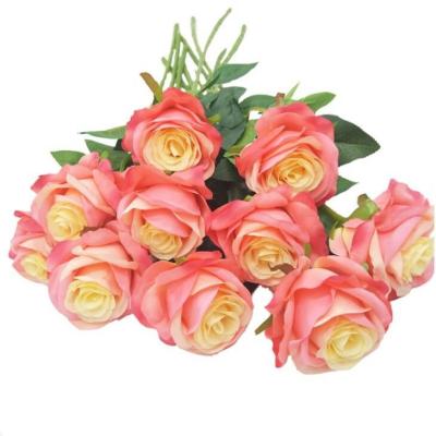 China Living room home decoration simulation flower home simple wedding plastic dry bouquet rose artificial flowers for sale