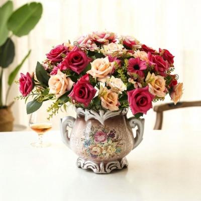 China European wedding wholesale home decoration plant simulation bouquet oil painting the new curved rose artificial flowers for sale