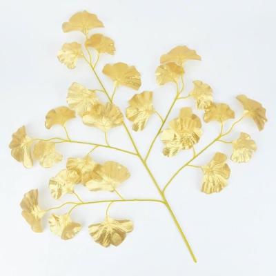 China Factory organization YYX001 plant organization YYX001 artificial gold silver white artificial leaf branch plastic gold simulation decoration for sale