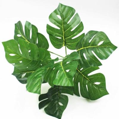 China Minimalist plant simulation YGB002 direct potted green plant frost decorative texture leaves 9 main group tortoise leaf back artificial plant for sale