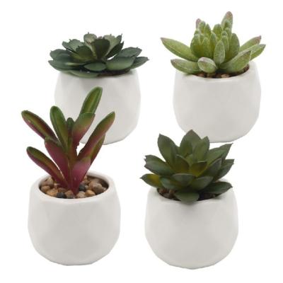 China Cheap Assorted Mini Artificial Succulents Potted Ceramic Bulk DRS4 4 Set Home Factory Wholesale for sale