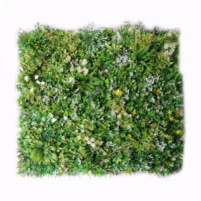 China Lorenda LLD-ZFYM 1*1m Anti-UV Anti-UV Decorative Plastic Flowers And Artificial Green Grass Panels For Exterior Walls for sale