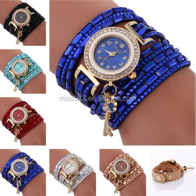 China 2017 Wholesale Rhinestone Alarm Wave Strap Watch Key Pendant Fashion Watch for sale