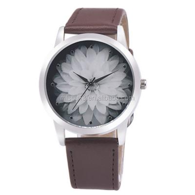 China Automatic date women watches aliexpress 2016 top selling cheap ink painting leather flower watches ladies for sale