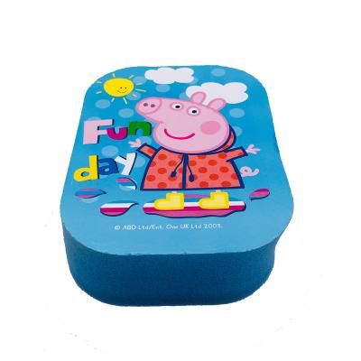 China Cartoon decontamination cartoon printing baby toy baby toy piggy model scrub soft body magic cleaning round sponge for sale