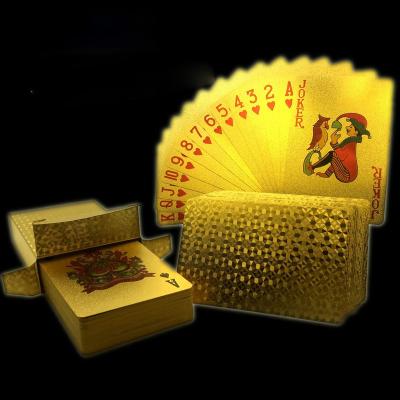 China High Quality Plastic 24K Gold Plastic Playing Cards Waterproof And Durable Deck Durable Poker Set Gold Foil PET Magic Cards for sale