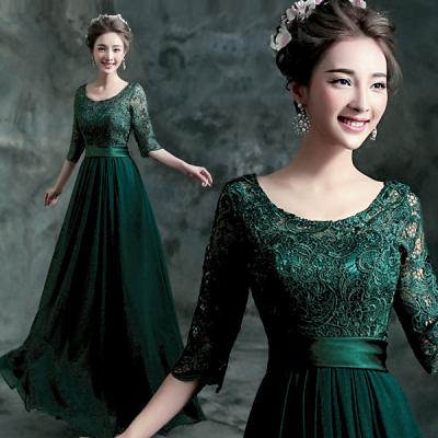 China Dark Green O Neck Mother Dresses Lace Elegant Evening Dresses TSJY056 for sale