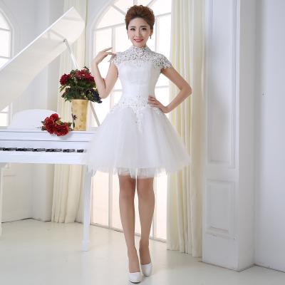 China New Spring And Summer Dress Short Paragraph Shoulder Thin Lace Bridal Dresses for sale