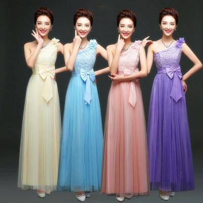 China Factory Wholesale Bridesmaids Dress One Shoulder Lace Flower Butterfly Cute Dress for sale