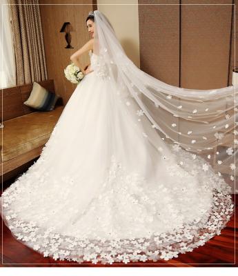 China White Appliques Lace Up Long Train Wedding Dress TSYLHS001 for sale