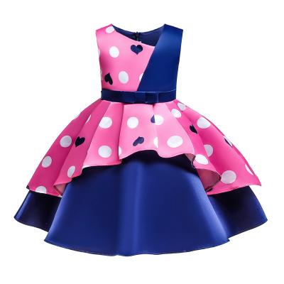 China New Arrival Pink Wave Point Heart-Shaped Flower Girl Dress Disfraz Christmas Dress Disfraz Girl Dress Christmas Clothes for sale