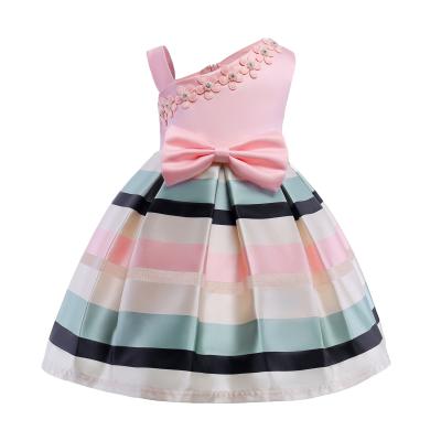 China Bow Belt Dress Robe Fille Elbise Frozen Prinsess Enjurken Meisjes Vestido Menina Irregular One Shoulder Strap Dress for sale