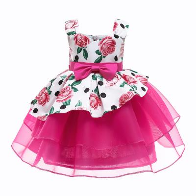 China White Formal Dress Girls Kinder Kleider Rose Print Vestidos De Fiesta Sukienki Dla Dzieci Robe Enfant Fille Princess Dre for sale