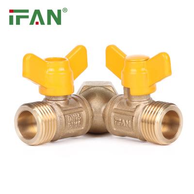 China General High Quality Yellow Female Control Gas Valve Male Thread Butterfly Handle Gas Valve IFAN Brass Ball Valve for sale