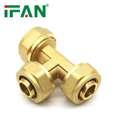 China Joining Lines IFAN Pex Fitting Wholesale 16mm 20mm Brass Pipe Fitting Water Pipe Brass Materials Brass Compression Fitting Pex Fittings for sale